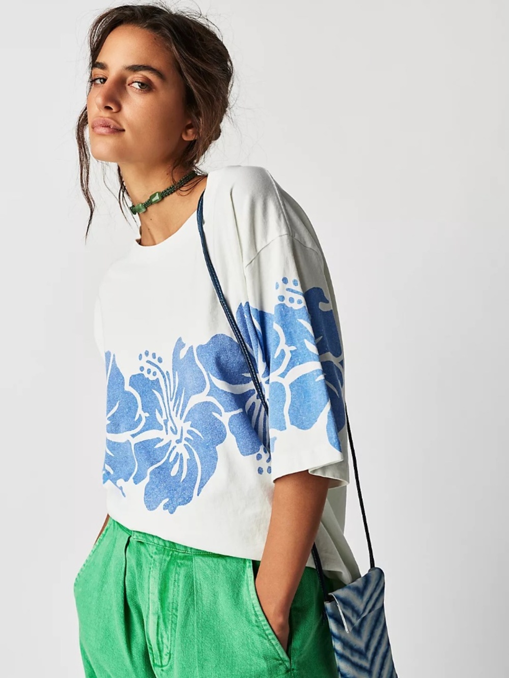 NWOT XS The Bureau Free People Hibiscus Tee - Picture 2 of 3